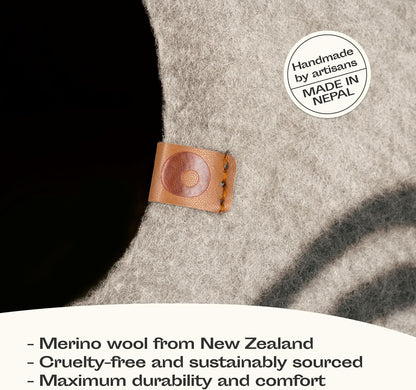 Premium Felt Cat Bed Cave - Handmade 100% Merino Wool Bed for Cats and Kittens (Light Shades) (Large, Light Grey)