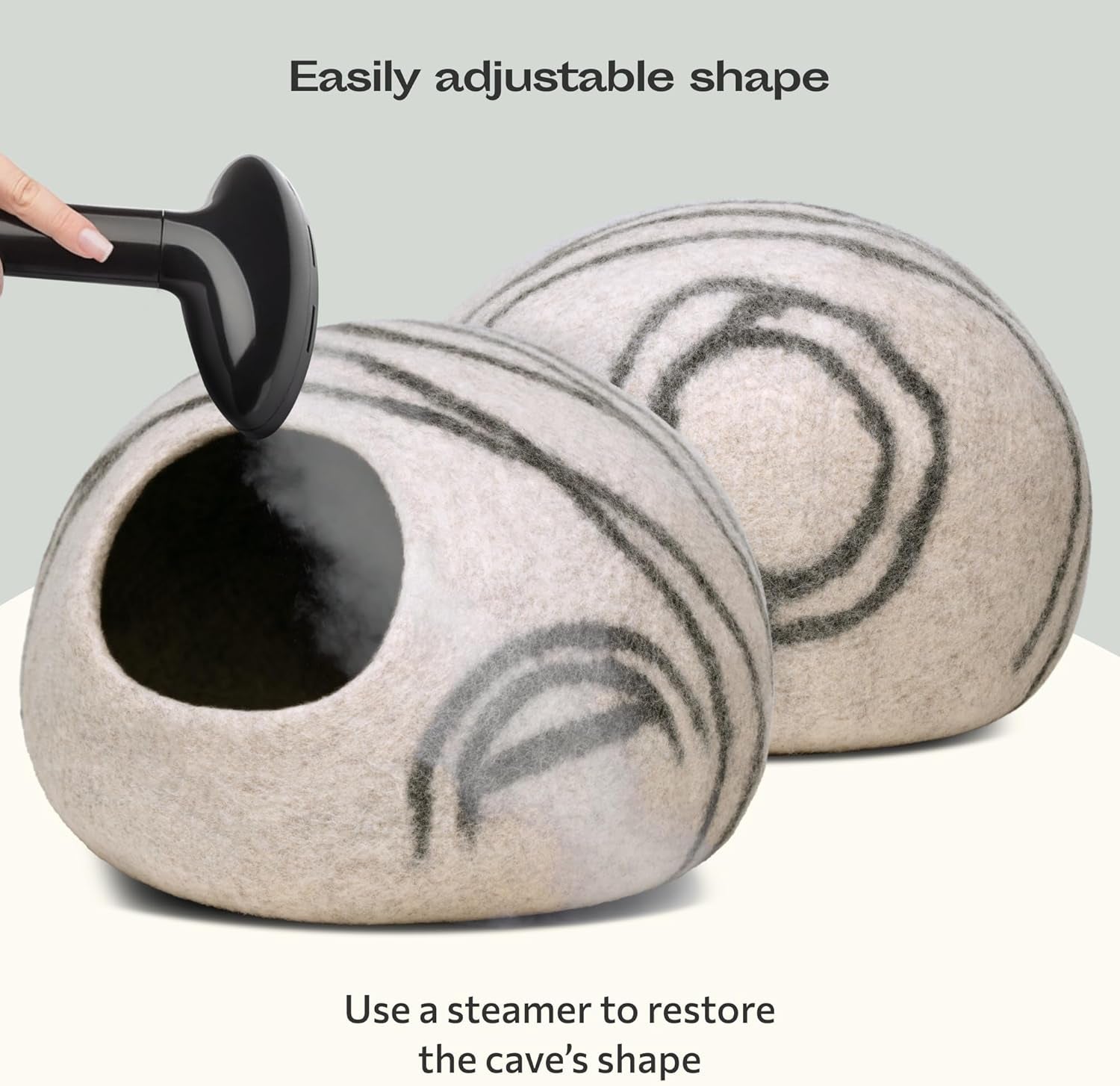 Premium Felt Cat Bed Cave - Handmade 100% Merino Wool Bed for Cats and Kittens (Light Shades) (Large, Light Grey)