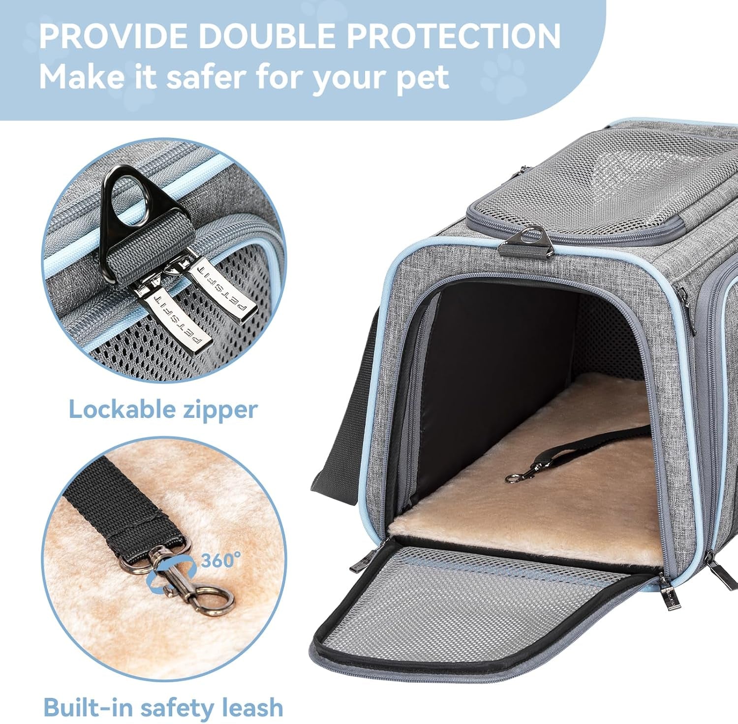 Expandable Cat Carriers Airline Approved, 16"X10"X9" Small Dog Carrier Soft-Sided Portable Washable Pet Travel Carrier with Two Extension for Kitten,Rabbit, Puppy, Small Animal